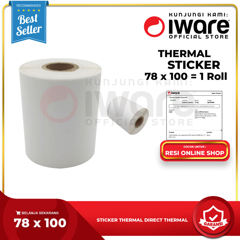 Accessories IWare KERTAS THERMAL FO BLANK 78X100 (1L=@300PCS/ROLL)