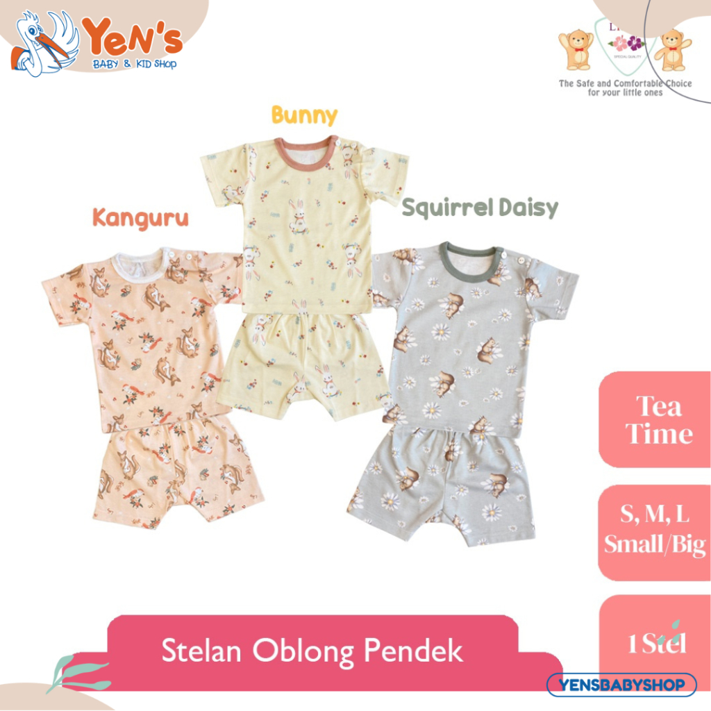 LIBBY Stelan Oblong Pendek- Celana pendek Motif Tea Time (1 stel)