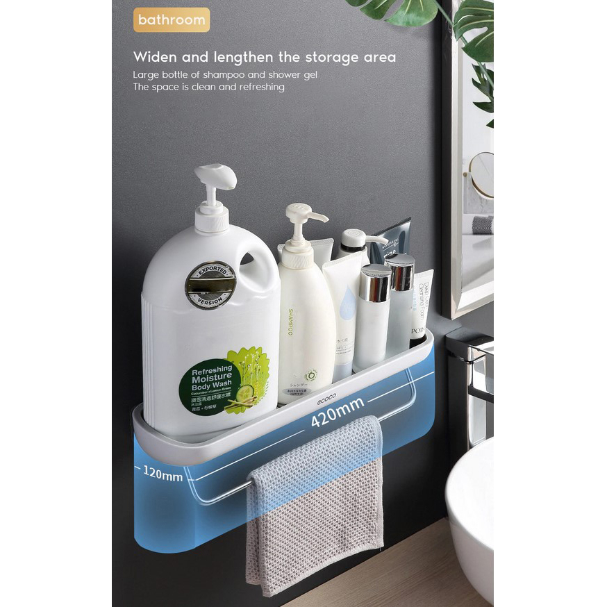 Rak Gantung Kamar Mandi gantungan shampoo sabun E1923 alat make up cuci muka tebal kuat Organizer Storage Rack Black