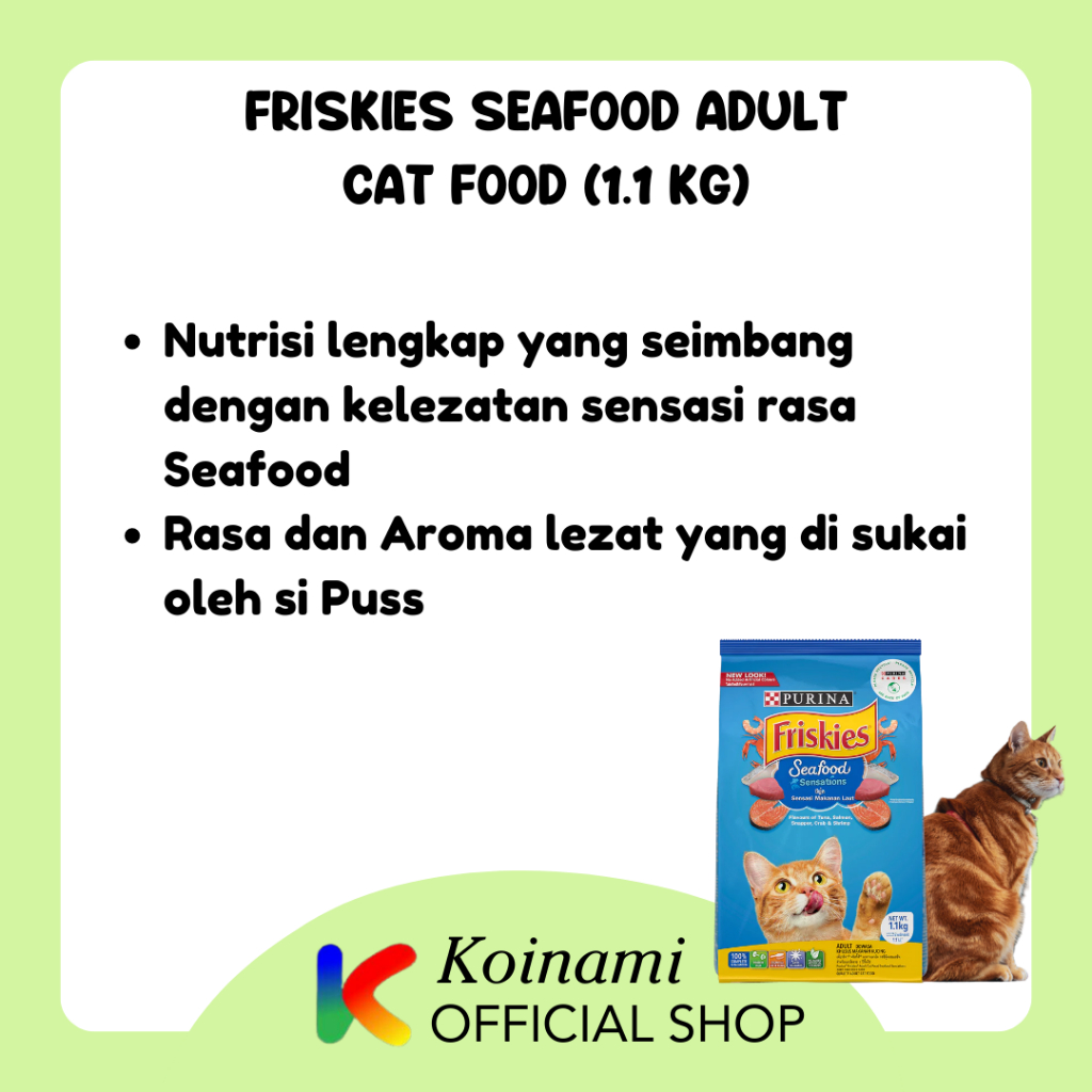 FRISKIES 1.1kg ADULT SEAFOOD SENSATION / pakan kucing / makanan hewan / cat food / dray food