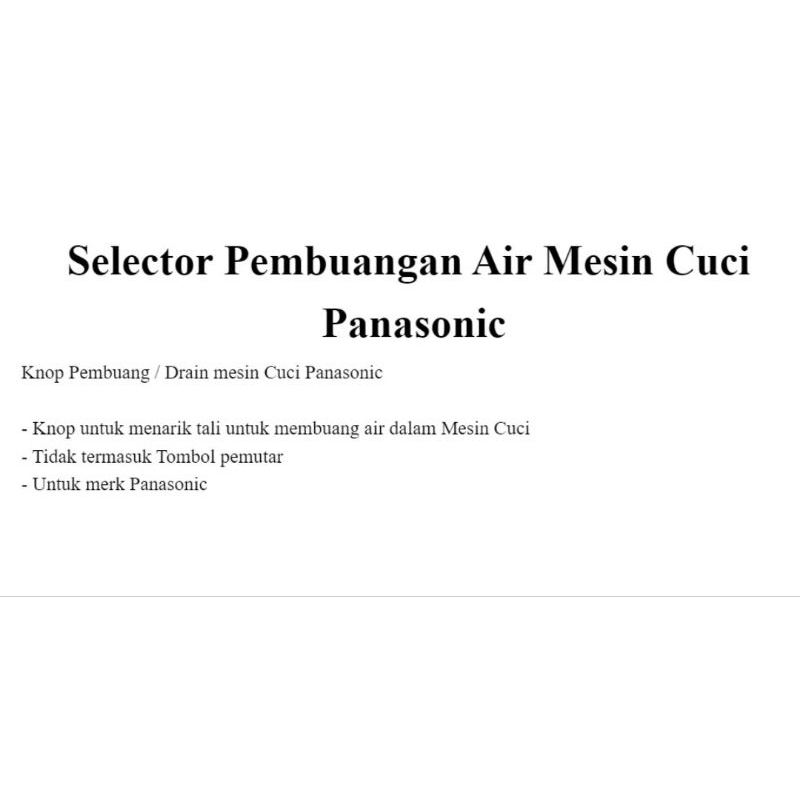 Selector pembuangan mesin cuci panasonic original