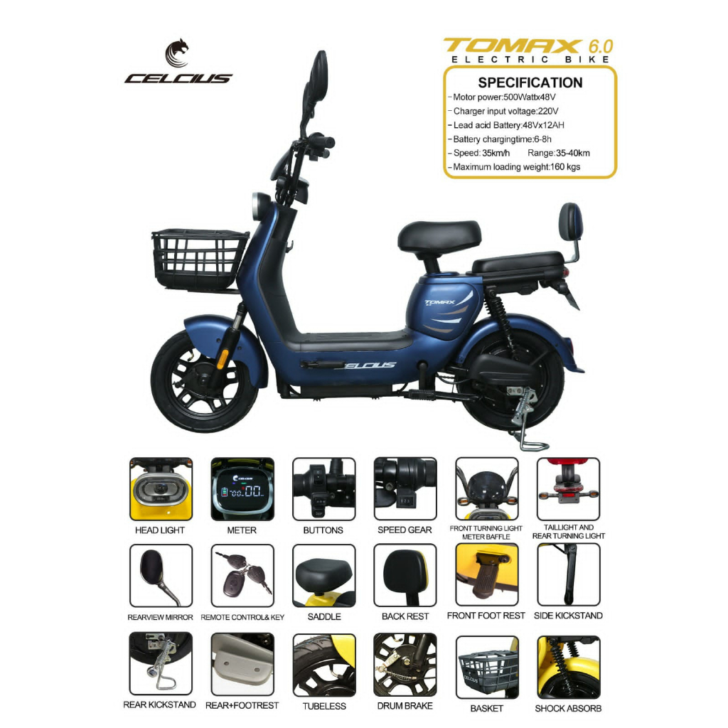 sepeda listrik celcius tomax 6.0 garansi resmi
