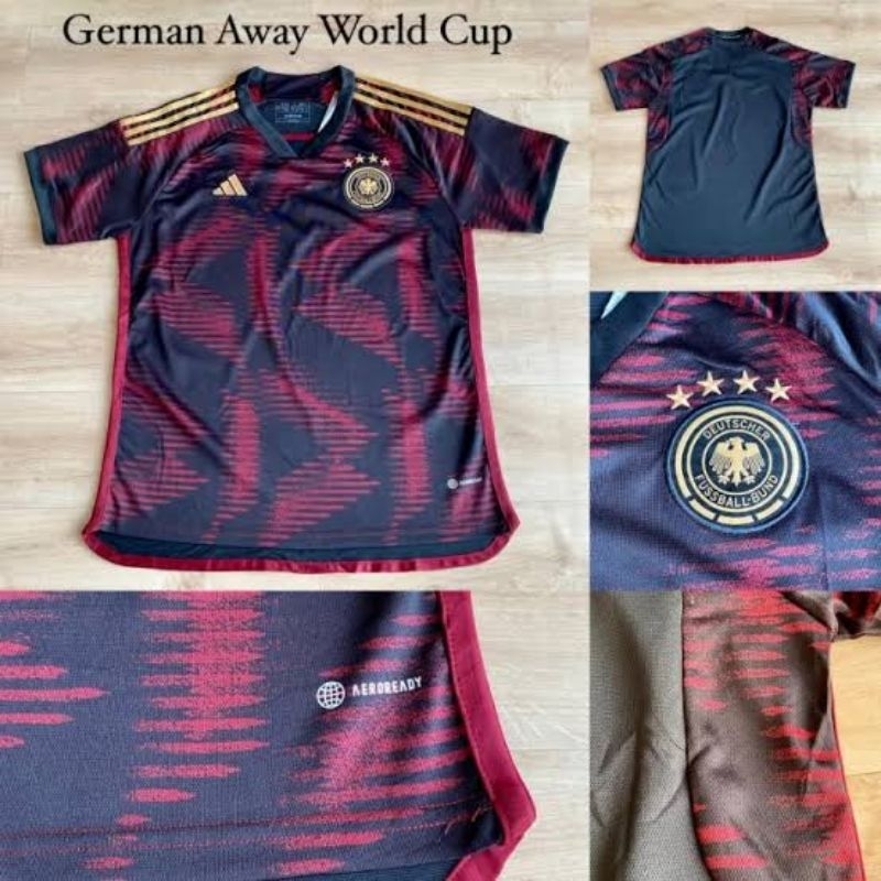 Premium IMPORT jersey bola Germany JERMAN AWAY piala dunia worldcup world cup 2022 2022/2023 Hitam m