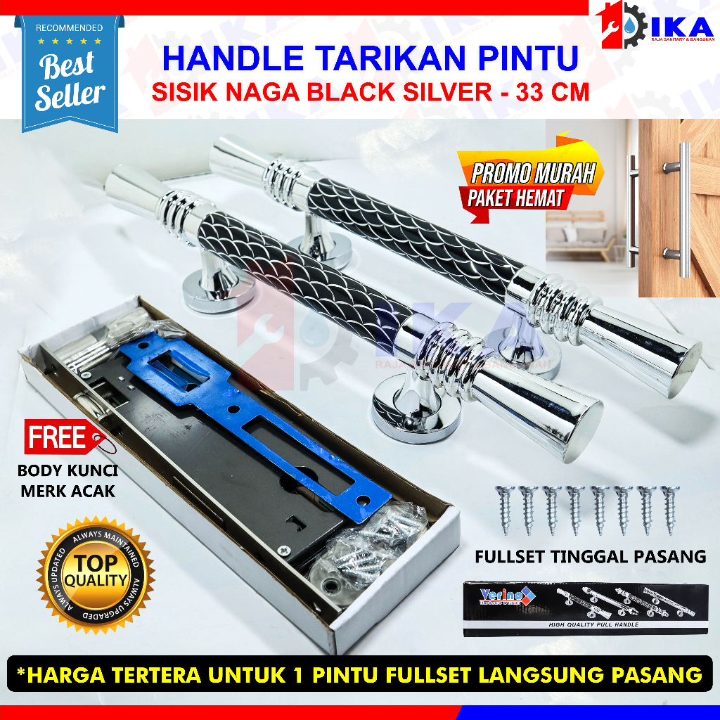 Paket Handle pintu rumah 45cm 42cm dan 33cm body kunci pelor murah minimalis Tarikan pintu Gagang pintu rumah stainless hendel handel pinhandle pintu rumah stainless set body kunci tarikan gagang pintu rumah minimalis pegangan pintu rumah handel hendel pi