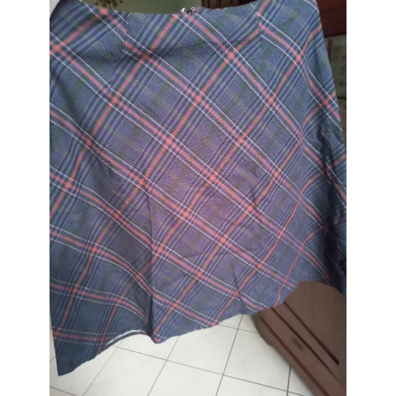 rok kain tartan biru