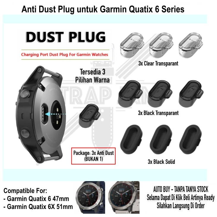Anti Dust Plug Garmin Quatix 6 47mm / 6X 51mm - Penutup Lubang Charge Charging Anti Debu
