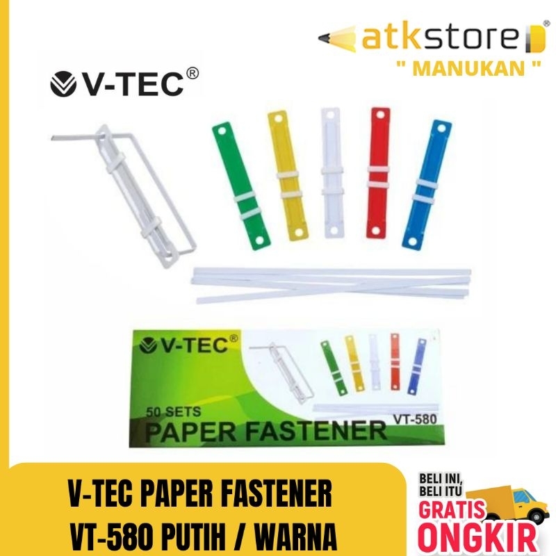 

Paper Fastener V-TEC - Acco - Pengikat penjepit kertas VT-580 warna isi 50 pcs