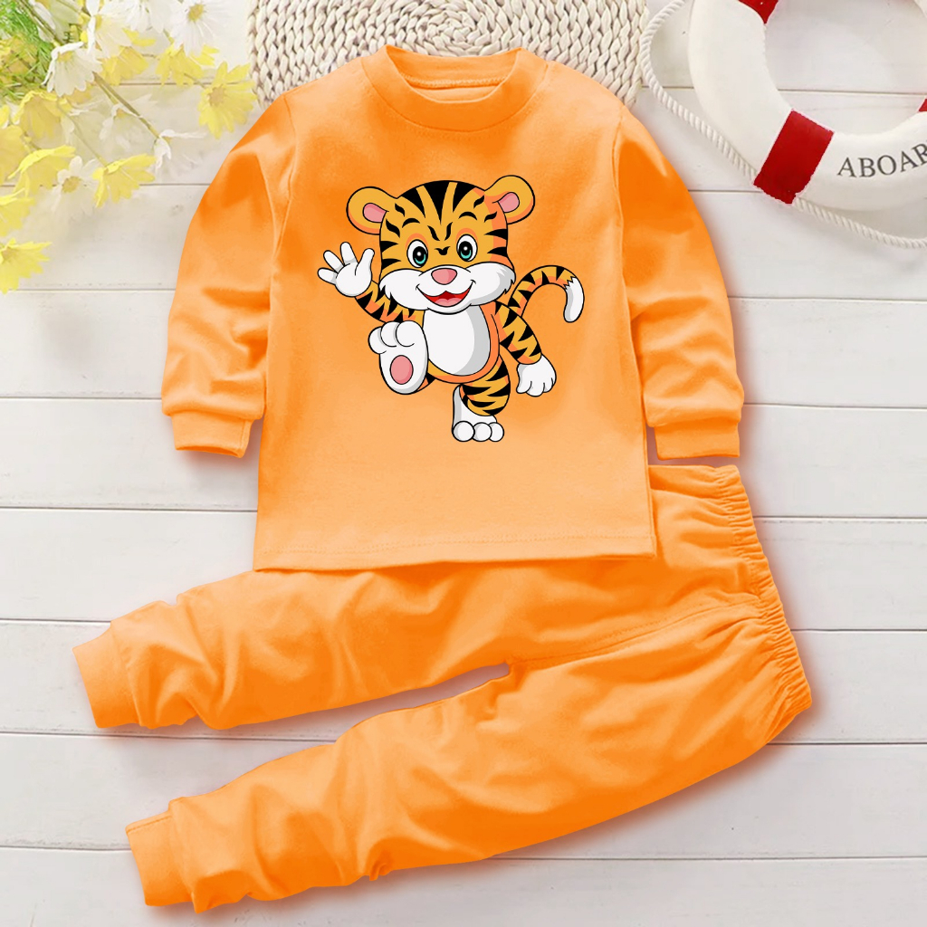 Setelan baju tidur piyama bayi perempuan laki laki usia 0-4 th motif tiger