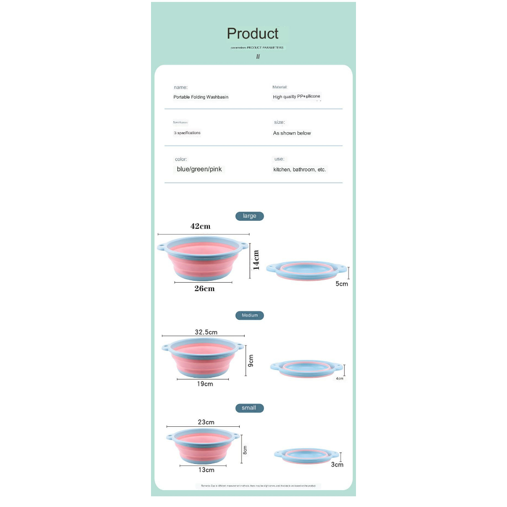 Wadah Baskom Ember Lipat Cuci Baju Mancing Foldable Collapsible Size small medium large kecil besar cucian celana dalam bayi multifungsi dapat dilipat