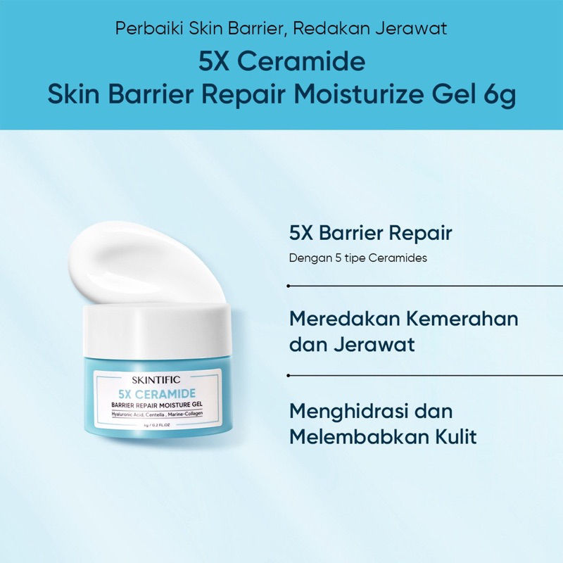 READY SKINTIFIC 5X Ceramide Travel Kit Skincare Paket Moisturizer + Cleanser + Soothing toner + Serum Sunscreen