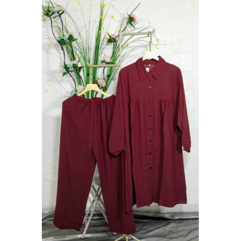 Setelan Kemeja Wanita 5L dan 3L / Setelan Wanita Jumbo/Setelan Wanita LD 130 dan 120 / Kemeja dan Ce