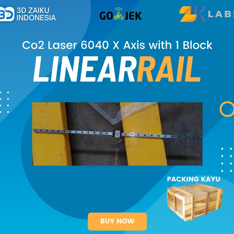 ZKLabs CO2 LS-6040 Laser 6040 X Axis Linear Rail with 1 Block