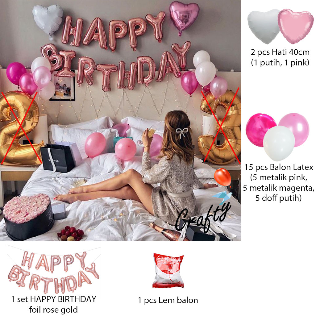 [PAKET] Dekorasi Balon SIMPLE ROSE BEDROOM GOLD Ulangtahun / Anniversary