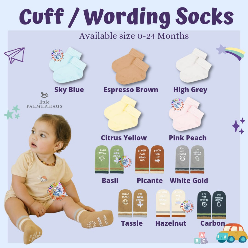 SALE Little Palmerhaus - Folded Cuff Socks / Wording Socks Kaos Kaki Rajut Lipat (Kaos Kaki Bayi) 2.0 CBKS