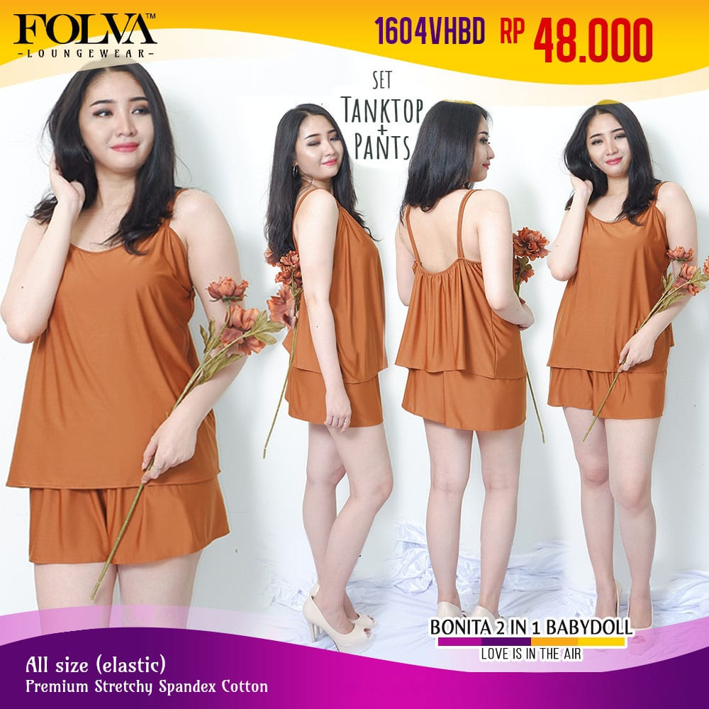 FOLVA Tanktop set celana pendek hotpants baju tidur Spandex Melar