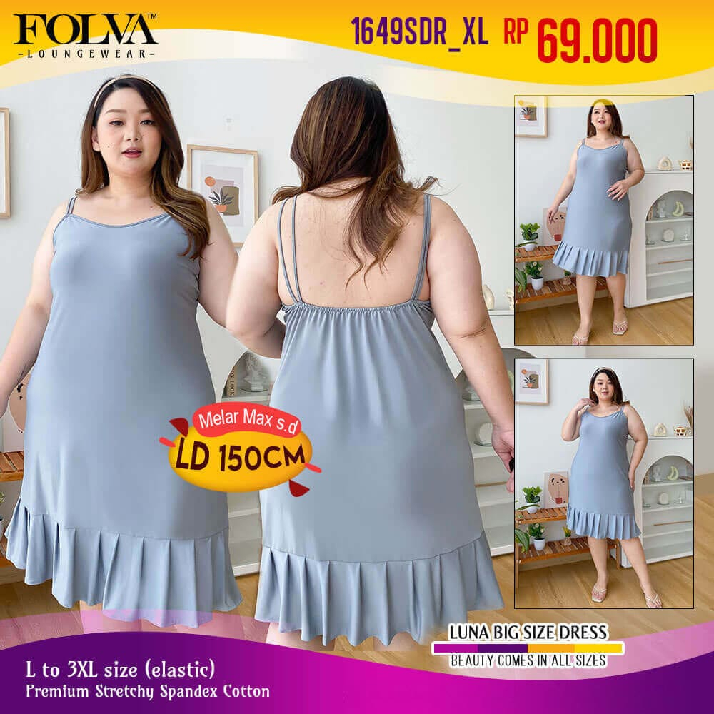 FOLVA tanktop dress panjang baju tidur spandex melar big size XL jumbo