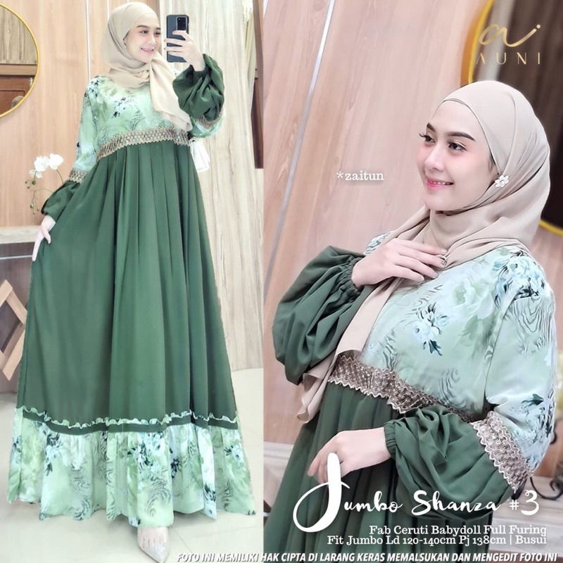 SHANZA BY UWAIS - JUMBO SHANZA 2 3 BY AUNI - SHANZA#6 8 9 MAXY ORIGINAL UWAIS - DRESS KONDANGAN - GA