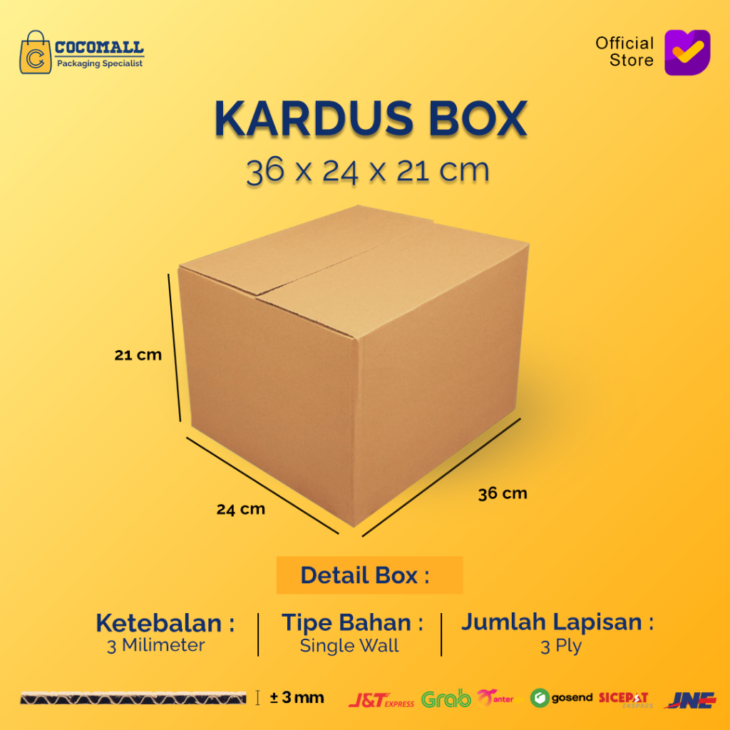 

Kardus Karton Box 36x24x21 CM Kotak Dus Packing Polos