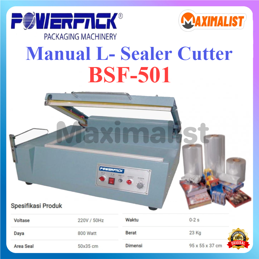 POWERPACK BSF-501 BSF-601 Mesin Sealer berbentuk L / Mesin Pemotong Plastik L Bar Sealer / Manual L-