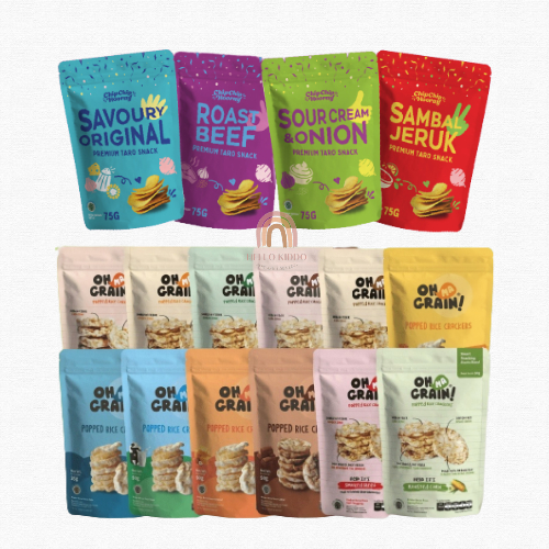 

CHIP CHIP HOORAY TARO SNACK KERIPIK TALAS 75G / OH MA GRAIN RICE CRACKERS KREKER BERAS 50G