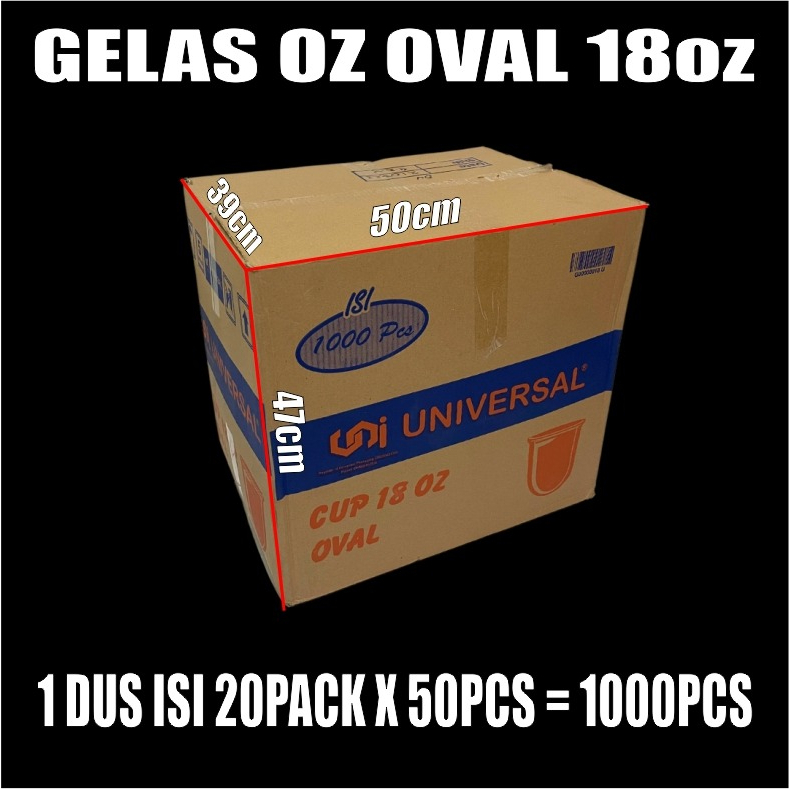 Gelas oz Oval 18oz Bening Cup Plastik Bulat Round Dus Semua Jasa Kirim SBY
