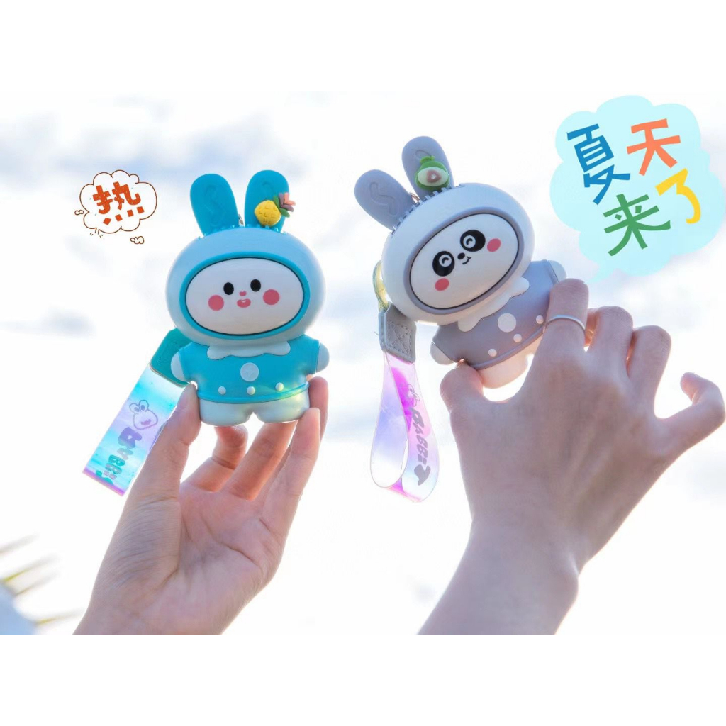 MU038 | Kipas angin Cute Cooling Fan Desktop Hand Held Mini Portable Recharge | Kipas Summer | Rabbit Mini Fan