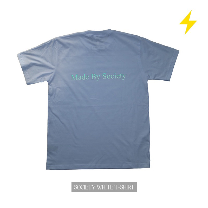 Lust. Society white t-shirt with rainbow reflective effect