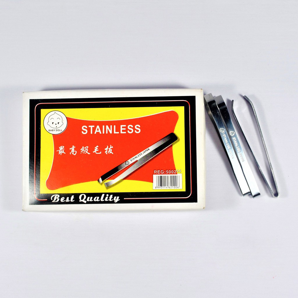 PINSET STAINLESS STEEL ANTI KARAT / PINSET PENCABUT BULU JAPAN QUALITY