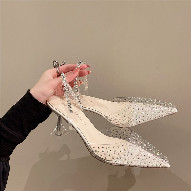 FINDAL Sepatu Hak Kaca Wanita Sepatu Heels Transparan Import High Heels Bening Elegan HI-058