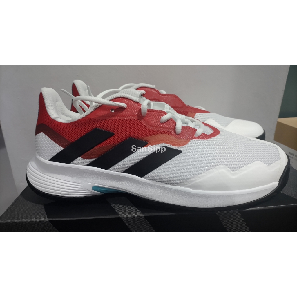 Adidas Courtjam Control M Putih Merah Tennis Shoes Sepatu Tenis