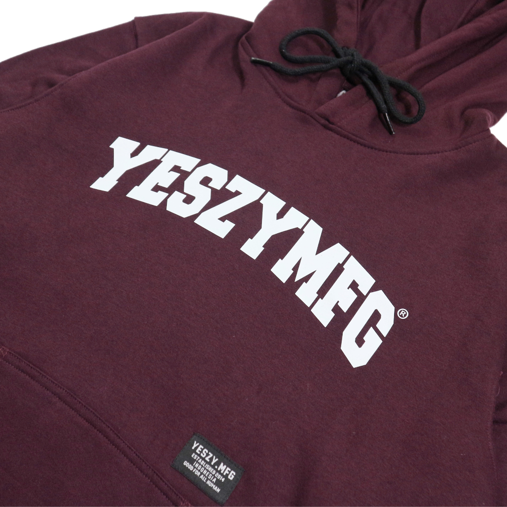 YESZY.MFG Hoodie Maroon Cyber F White