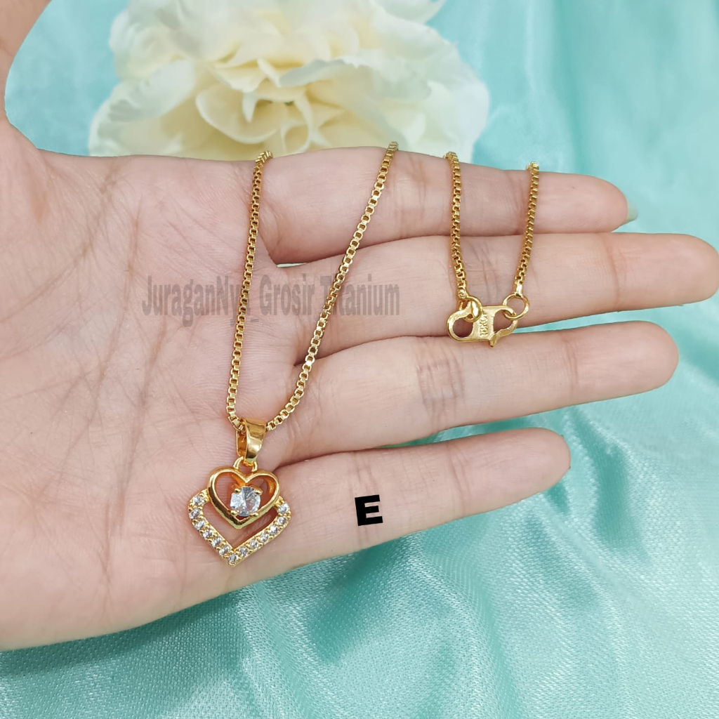 KALUNG WANITA  DEWASA LOVE ZIRCON FASHION ANTI KARAT DAN ANTI LUNTUR