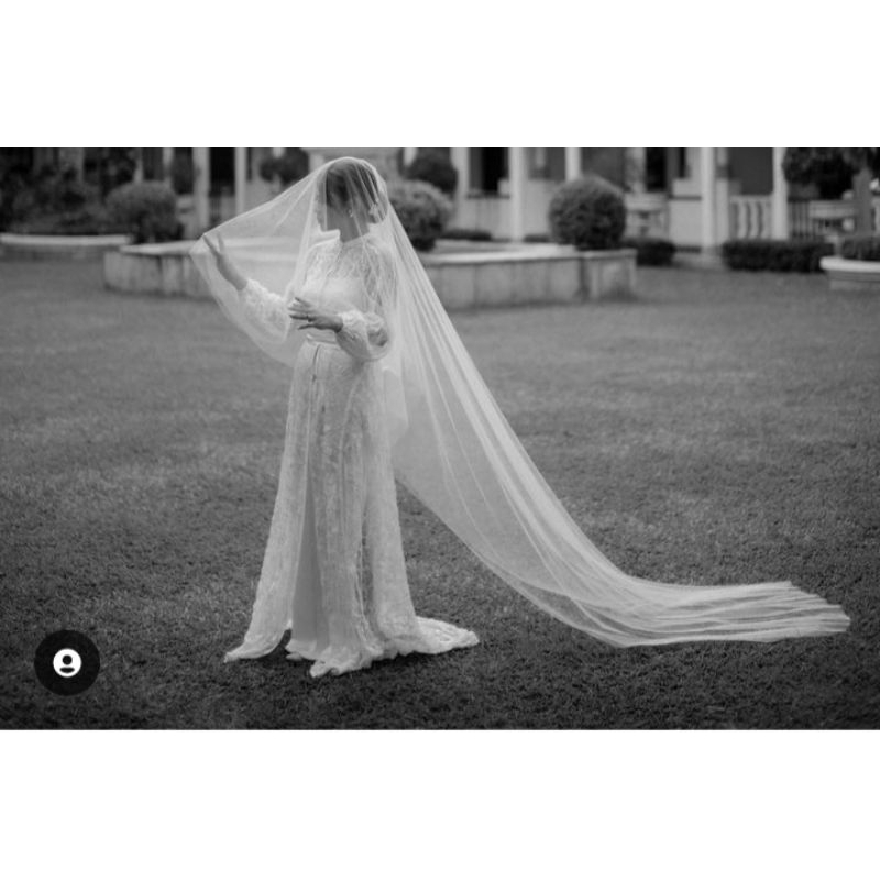 wedding veil chapel length soft tulle ringan lembut ekor slayer