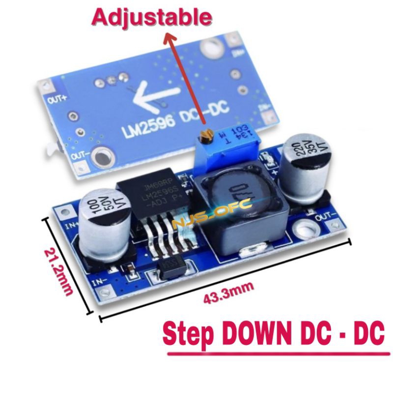 Module STEP DOWN DC to DC input 4.5-35v to 1.25-30v adjustable power suplay (LM2596)