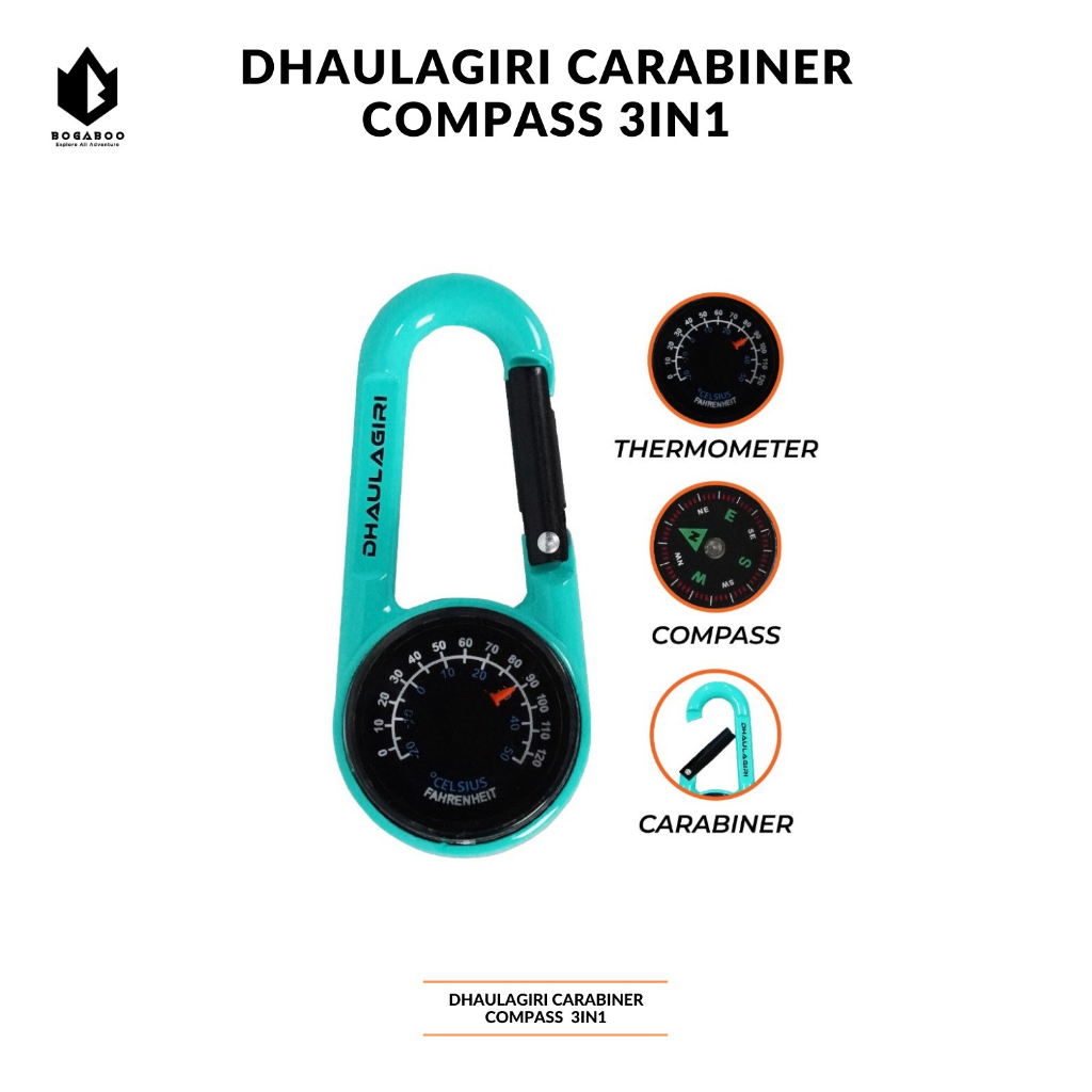 DHaulagiri karabiner 3 in 1 - karabiner kompas termometer - carabiner carier - karabiner alumunium - gantungan tas - kompas petunjuk