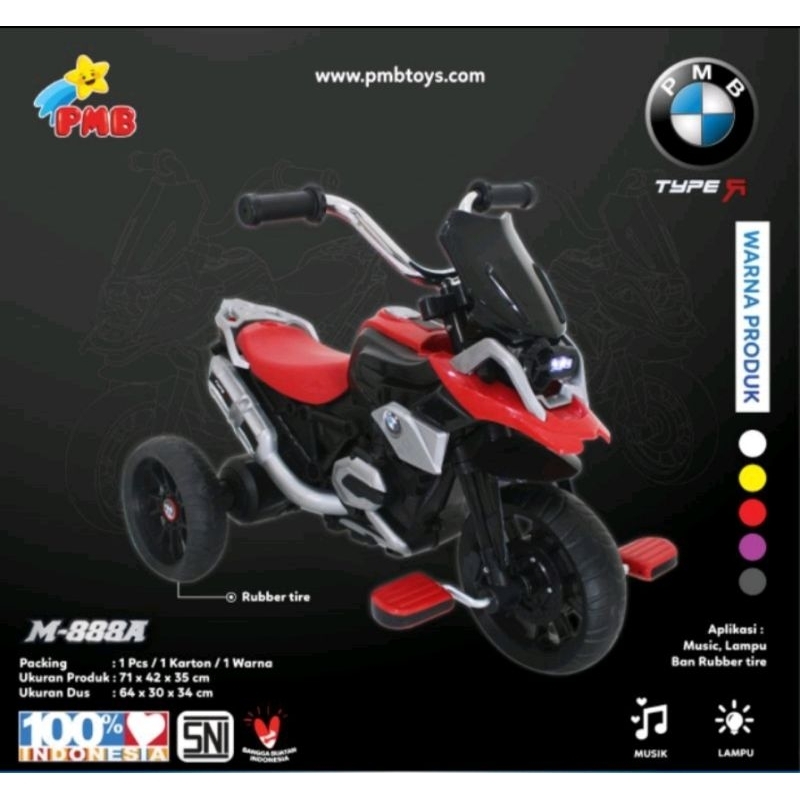SEPEDA RODA TIGA / SEPEDA MOTOR AKI LISTRIK ANAK PMB M888 (AKI) M888A (GOWES) M 888 M 888 A MURAH SU