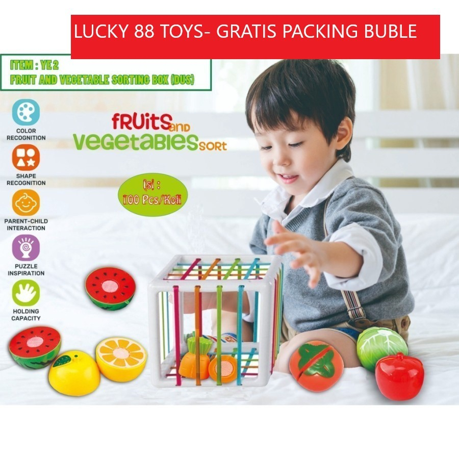 Mainan Edukasi Montessori Sorting Shape Box Cutting Fruit Vegetable