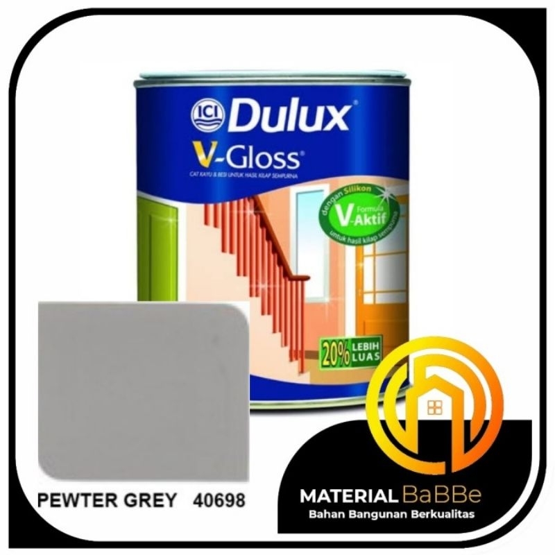 Dulux V - Gloss 40698 Pewter Grey 0,8 Liter | Cat Kayu dan Besi Dalam