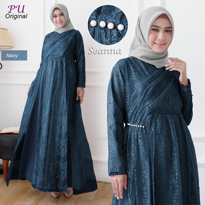 Gamis Hijab Polos Wanita Dewasa Dress Busana Muslimah / Long Dress Kekinian Modern Baju Muslim Layer