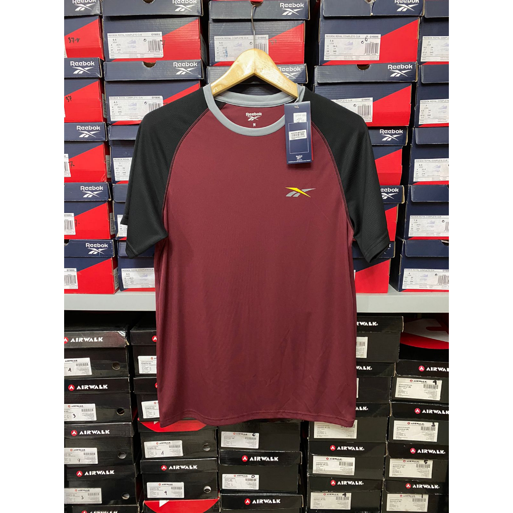 Reebok Men Performance T-shirt Black Maroon REEX2P5MT1MR Kaos Pria Original