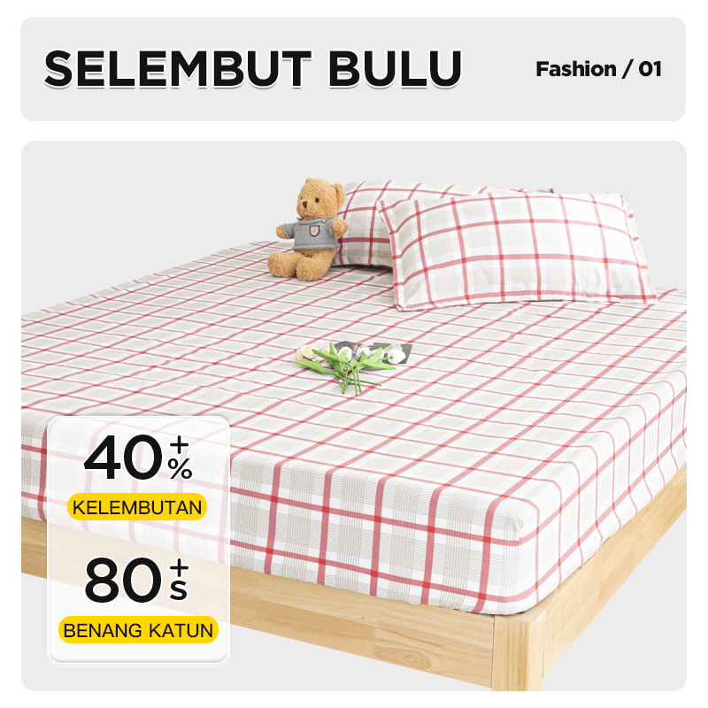 Sprei korea sprei motif bahan katun halus  sprei kotak aestetik termurah ready 3 ukuran SPXH