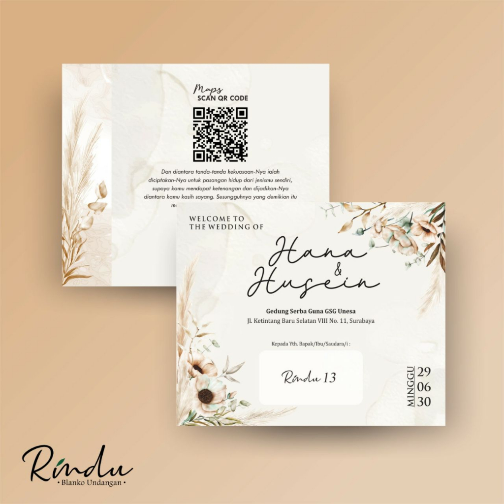 BLANGKO UNDANGAN RINDU 13 / UNDANGAN KOSONG / FREE FILE SETTING / UNNDANGAN PERNIKAHAN / UNDANGAN KH