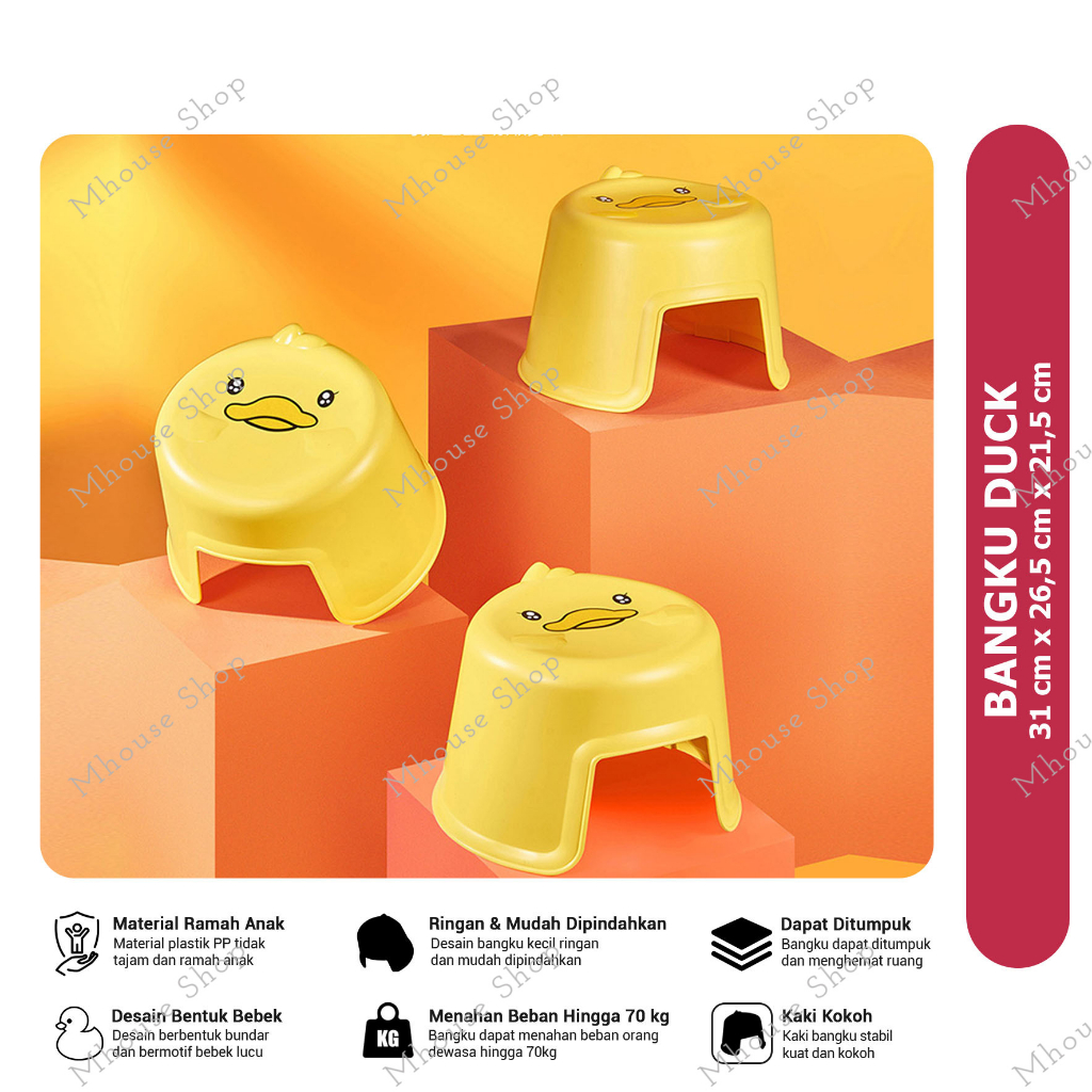 BANGKU LUCU DUCK PORTABLE STEPTOOL  STEP TOOL FOOT REST CHAIR KURSI DUDUK BAWAH LANTAI BANGKU JONGKO