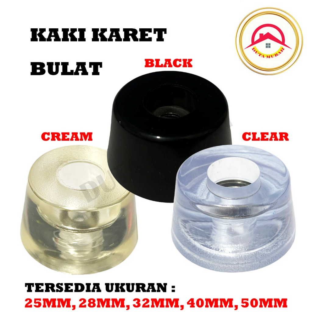 Karet Kaki untuk Kursi Meja Bulat / Karet Bulat Anti Slip Hitam Clear + Ring