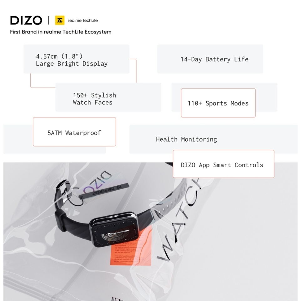 DIZO Watch D 1.8 inch Dynamic display with 550nits brightness (by realme techLife)