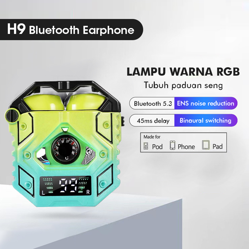 H9 Headset Bluetooth Nirkabel Full Metal TWS Bluetooth 5.3 Earphone Gaming Latensi Rendah ENC Pembatalan Kebisingan