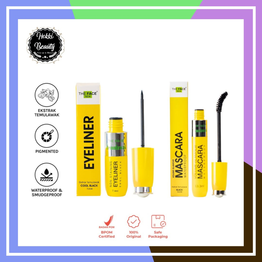 The Face Mascara Black - Melentikan Bulu Mata - Eyeliner Cool Black- Waterproof &amp; Smudgeproof