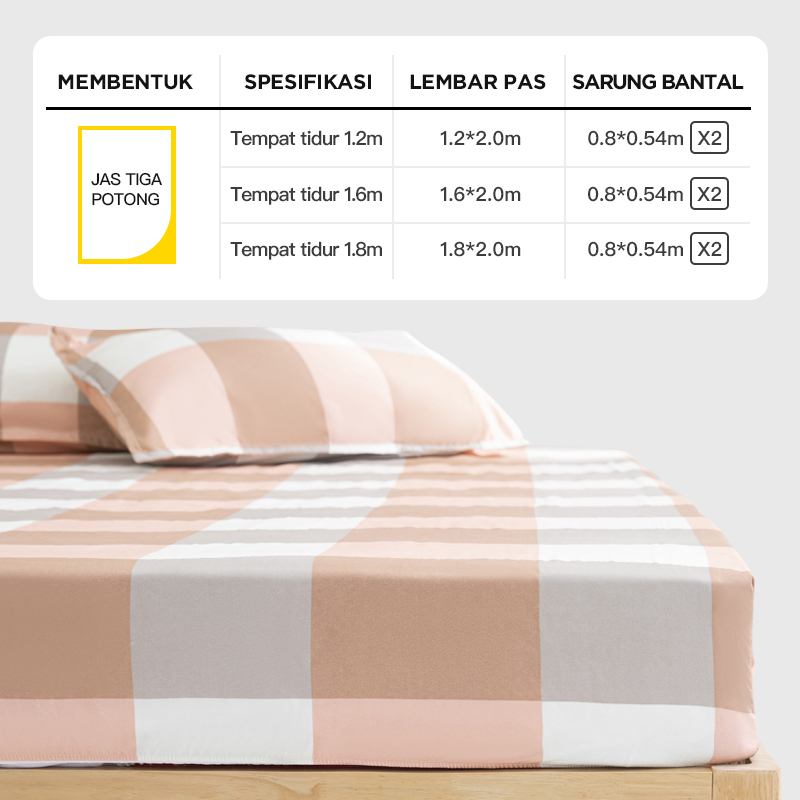 Sprei Motif Kotak Katun Halus Aesthetic Ukuran 160cm