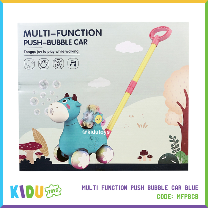 Mainan Anak Dorong Bubble Multi Function Push Bubble Car Blue Kidu Toys