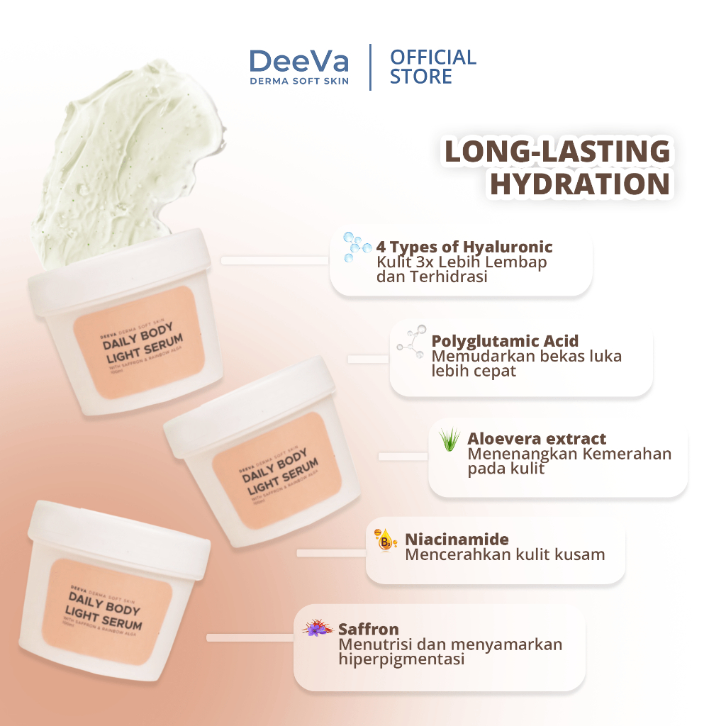 DeeVa Derma Soft Skin - Daily Light Body Serum (melembapkan dan menghidrasi badan)